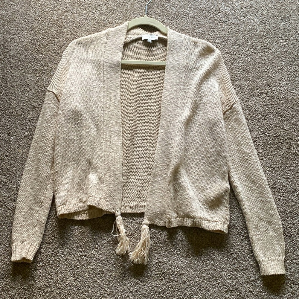 Cream Open-Front Cardigan Sweater. Size XS